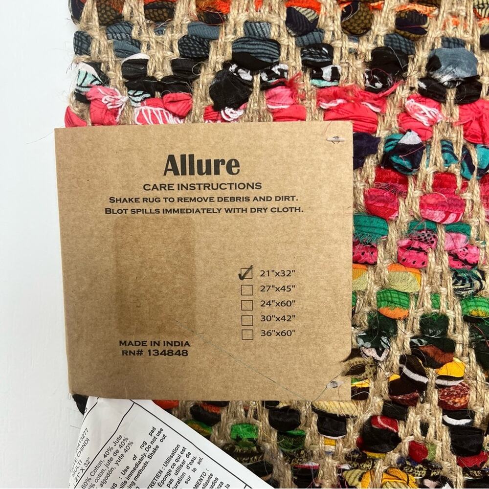 Allure Artisan Handcrafted Burlap Bright Multi-color Rag Rug - Picture 7 of 9